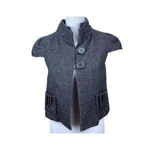 Cropped Office Sire Vest Jacket Woo Blend Cap Sleeve Size XS Carmin